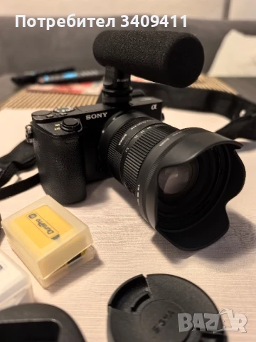 Сони 6500+Sigma 18-50mm f/2.8 DC DN Contemporary+микрофон+батерии, снимка 2 - Обективи и филтри - 51331666