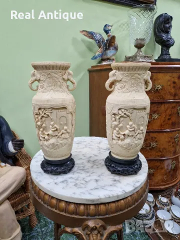 Чифт страхотни антикварни колекционерски китайски вази 
