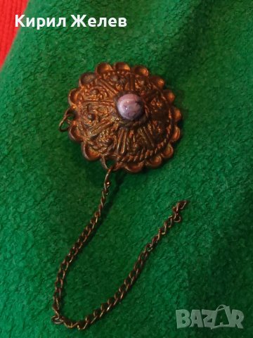19 ВЕК БРОНЗОВА ОРНАМЕНТИРАНА СКЪПОЦЕННА БРОШКА с ЯСПИС СТАРО РЯДКО ГРАДСКО БИЖУ 24917, снимка 8 - Антикварни и старинни предмети - 34481284