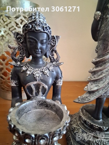 Продавам 2 статуи заедно на Буда, черна и сребърна, "Богиня Деви Тара", снимка 3 - Декорация за дома - 54202821