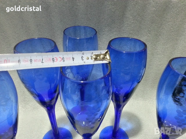 стари стъклени чаши цветно стъкло , снимка 5 - Антикварни и старинни предмети - 53138323