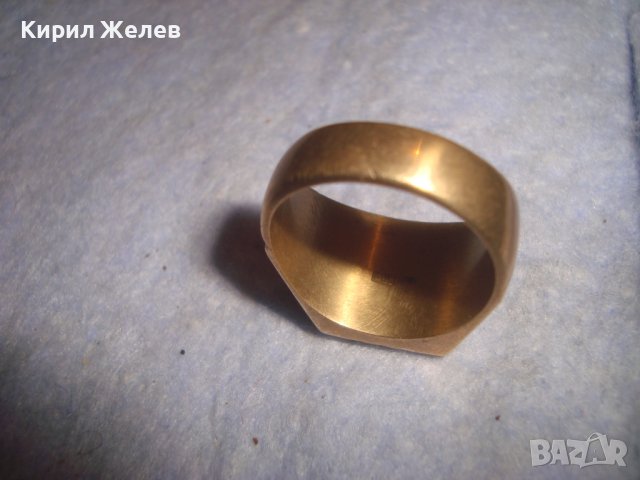 СТАР ПОЗЛАТЕН БРОНЗОВ РЕТРО АРТ ДЕКО ПРЪСТЕН с ПЕЧАТИ 18К 750 за КОЛЕКЦИЯ МАЙСТОРСКА ИЗРАБОТКА 24253, снимка 13 - Антикварни и старинни предмети - 37395524