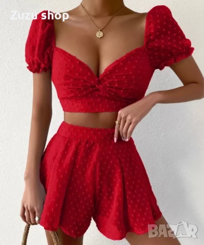 Дамски комплект - топ с гол гръб и къс панталон, снимка 5 - Комплекти - 50783607