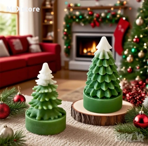 3D 2 модела елхи елха Силиконов молд форма за свещи гипс сапун смола фондан за декорация на торта 