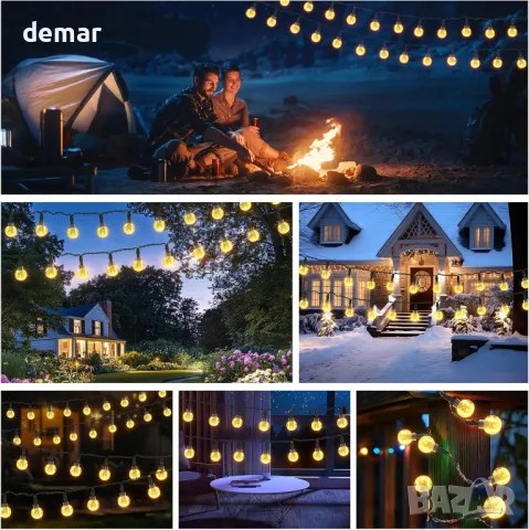 1 бр. 3 м, 20 LED соларни струнни светлини Външни водоустойчиви, кристални светлини с 8 режима, снимка 7 - Лед осветление - 49363053