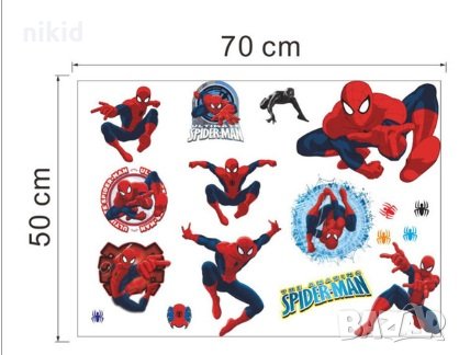 Спайдърмен Spiderman Пози стикер постер лепенка за стена и мебел детска стая самозалепващ, снимка 2 - Други - 29187750
