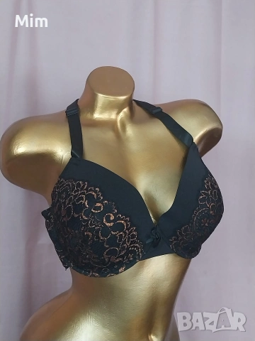 Ulla Popken 90 D Бял и черен дантелен сутиен , снимка 2 - Бельо - 54198638