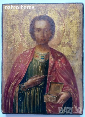 Старинна Икона от Манастир Свети Пантелеймон на Атон. 19 Век