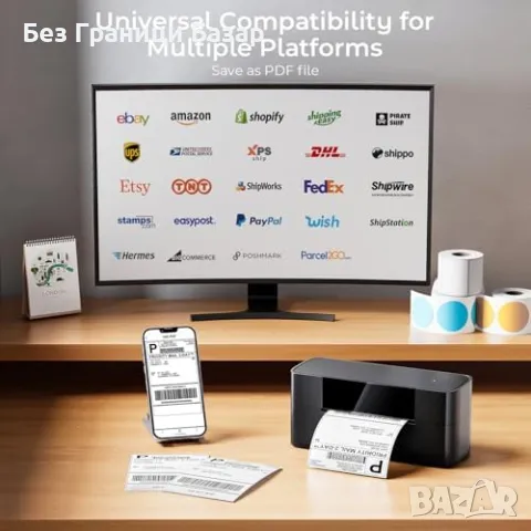 Нов Bluetooth Термален Принтер 4x6 за Етикети Amazon eBay Etsy бизнес, снимка 4 - Принтери, копири, скенери - 50288474