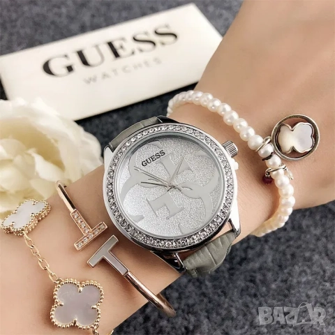 Дамски ръчен часовник Guess с кожена верижка, снимка 9 - Дамски - 52221048