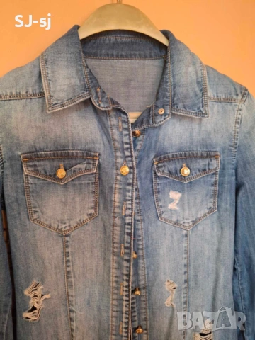 Дънкова дамска риза, снимка 3 - Ризи - 54078695