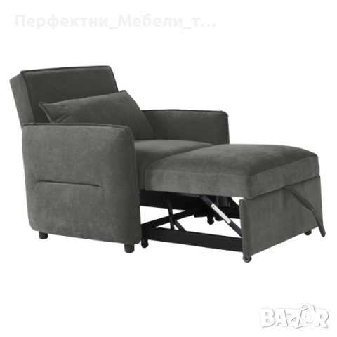 Разтегателен фотьойл,кресло-легло с дамаска/възглавница в СИВ,бежев и тъмно сив цвят-ДОСТАВКА 2 ДНИ, снимка 3 - Дивани и мека мебел - 50269063