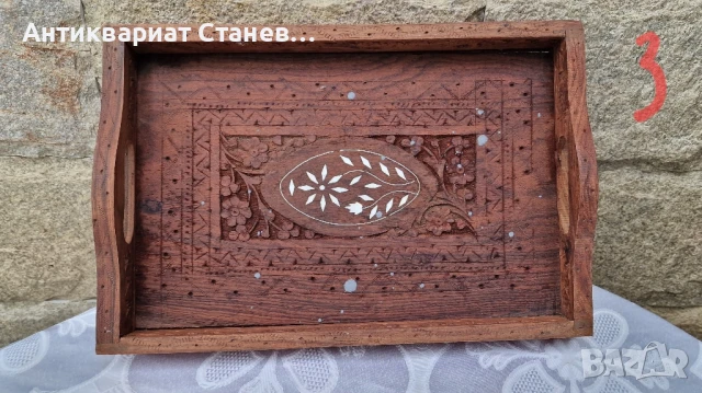 Колекция от  дървени подноса, изработени в Индия, снимка 17 - Антикварни и старинни предмети - 50752152