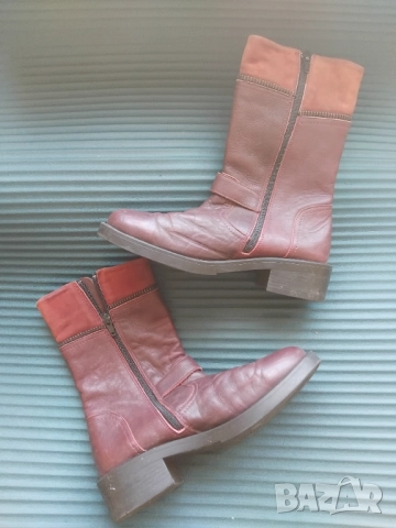 Дамски ботуши естествена кожа - цвят бордо, 37 номер, снимка 2 - Дамски ботуши - 52388087