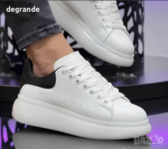 Бели маратонки Alexander McQueen, снимка 3 - Маратонки - 51313392