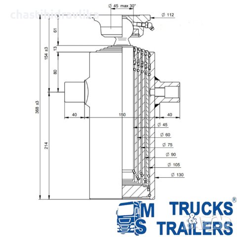 ХИДРАВЛИЧЕН ЦИЛИНДЪР DI NATALE & BERTELLI 5X1012X125, снимка 2 - Части - 40729843
