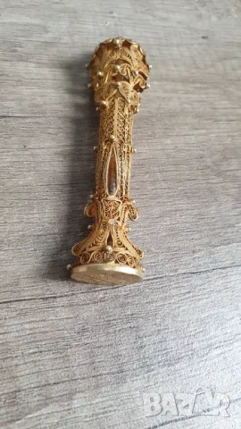 Стара сребърна филигранна заготовка за печат с позлата, снимка 3 - Други ценни предмети - 47351344