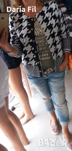 Яке от плътно трико в сив пепит, снимка 4 - Якета - 30288256