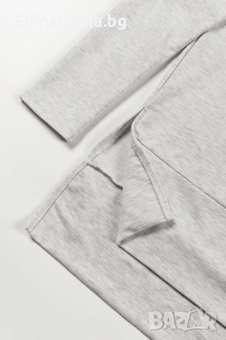 Дамска блуза тип туника в сиво, с поло яка, снимка 9 - Блузи с дълъг ръкав и пуловери - 53041292