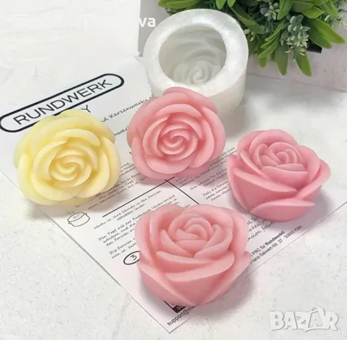 3 D роза пъпка Силиконов молд форма за свещи гипс сапун фондан за декорация на торта , снимка 2 - Форми - 48933392