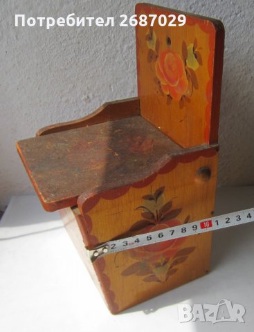 Дървена стара кутия за стена с капак, рисувана, снимка 7 - Други ценни предмети - 29729528