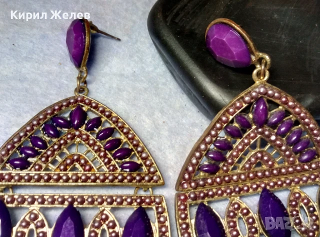 КРАСИВИ ГОЛЕМИ ЗЛАТИСТИ ЕТНО АРТ СТИЛ АЖУРНИ МЕДНИ ОБЕЦИ 10153, снимка 5 - Обеци - 51371654