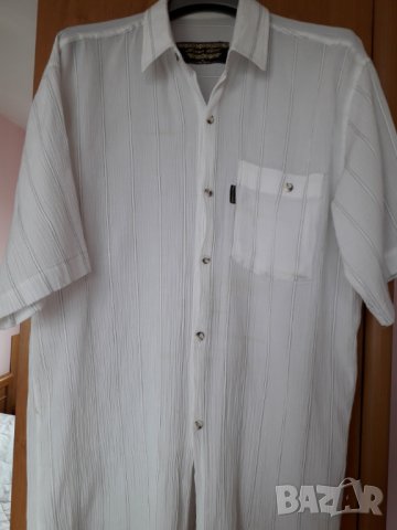 Мъжка риза къс ръкав от кенар бяла размер L, снимка 2 - Ризи - 29160982