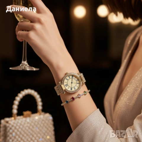 Дамски комплект 3-в-1: Елегантен часовник с две гривни в подаръчна кутия, снимка 5 - Дамски - 51964679