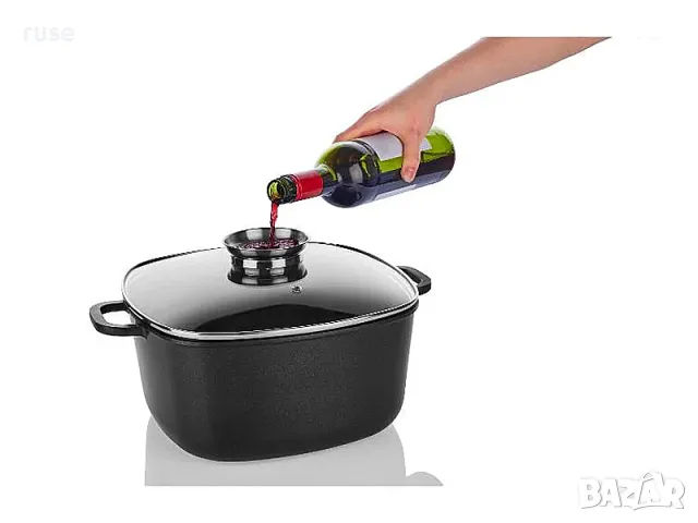 НОВИ! Ростер квадратен тиган с капак и дозатор 28х28см 7.5л тенджера с дозатор, снимка 5 - Съдове за готвене - 49786404