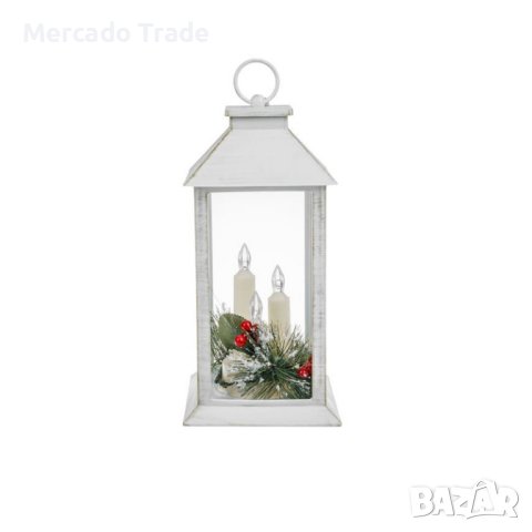 Декоративен фенер Mercado Trade, 3 LED свещи, Бял, снимка 3 - Декорация за дома - 42828429