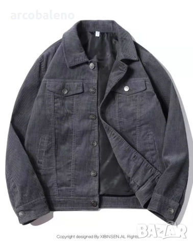 Мъжко яке от кадифе с едноредно закопчаване във винтидж стил, 4цвята , снимка 2 - Якета - 51667455