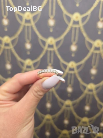 Златен пръстен с диамант, снимка 4 - Пръстени - 54030635