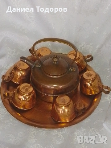 Стар Меден Сервиз за - Чай, Кафе , Ракия - 8 части, снимка 2 - Сервизи - 54081566