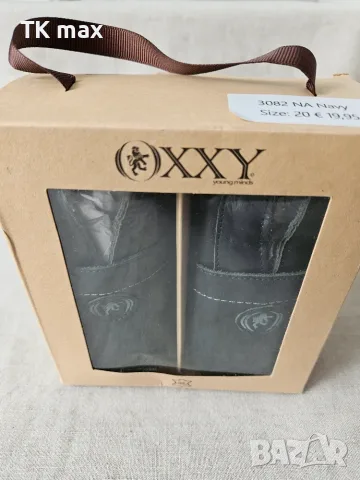 Нови бебешки буйки OXXY 20 кожени тъмносиви сини меки обувки за прохождане