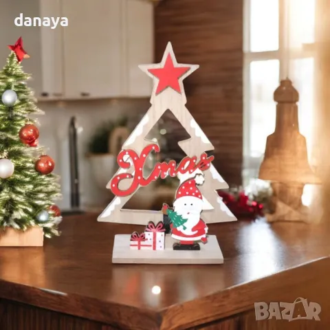 5307 Дървена коледна елхичка Xmas, 18 cm, снимка 3 - Декорация за дома - 47671276