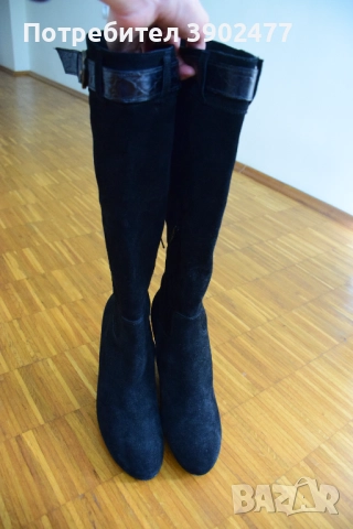 Чисто нови дамски кожени ботуши от Италия, велур, снимка 3 - Дамски ботуши - 52115910
