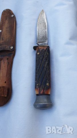 Стар нож Солинген с кания, снимка 2 - Антикварни и старинни предмети - 42866595