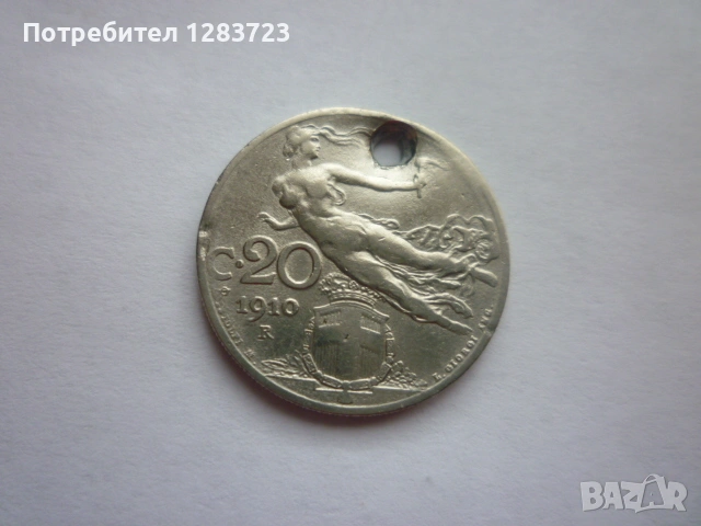 монета 20 чентизими 1910 година, снимка 3 - Нумизматика и бонистика - 53333771