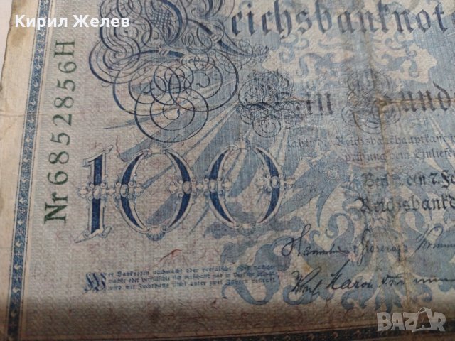 Райх банкнота - Германия - 100 марки / 1908 година- 17967, снимка 5 - Нумизматика и бонистика - 31015814