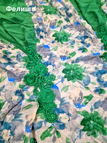 Прекрасна Дълга Памучна Рокля с Луксозна Бродерия в Тревисто Зелен Цвят, снимка 10 - Рокли - 51062191