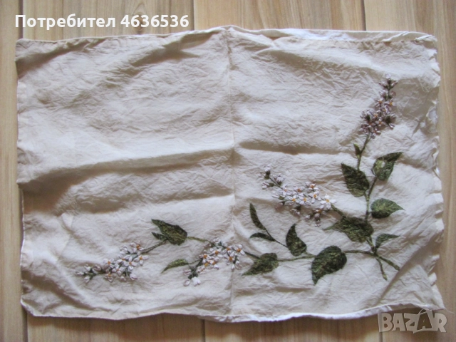 19в. Калъфка за възглавница , ръчна бродерия , 45х30см.