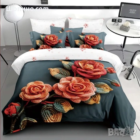 Флорален комплект с ластик, 100% памук  , снимка 14 - Спално бельо - 54111971