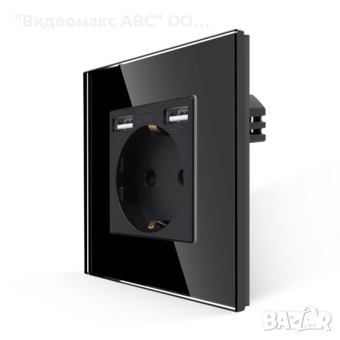 Ел.Контакт 16A, 2хUSB Type-A, комплект с кристална рамка, "LUX-ON" - БЯЛ, СИВ, ЧЕРЕН, снимка 5 - Ключове, контакти, щепсели - 40266529