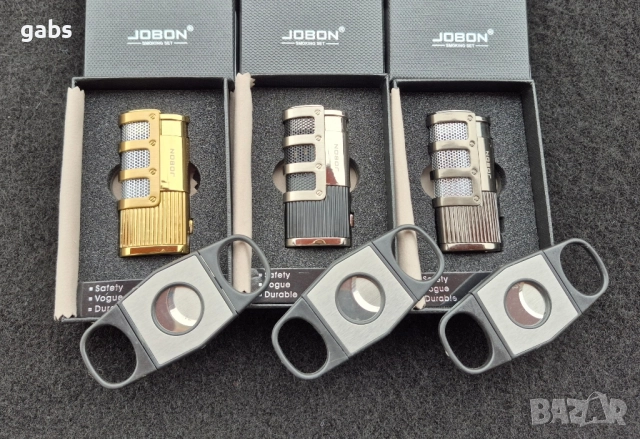 Луксозна запалка за пури JOBON с подарък резачка,три цвята