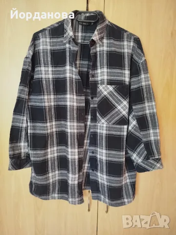 Черно-бяла карирана риза Zara, снимка 2 - Ризи - 55752796