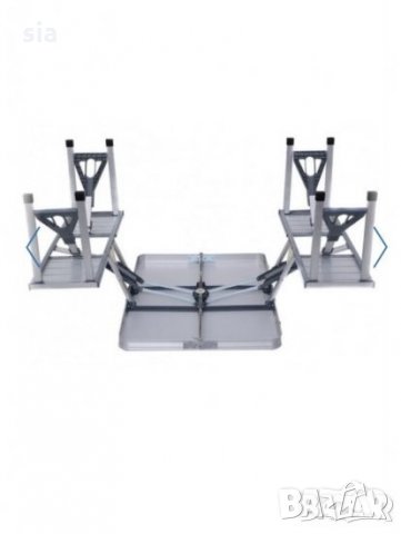 Алуминиева сгъваема маса за пикник с 4 стола,85x67x67 см, снимка 3 - Къмпинг мебели - 32204780