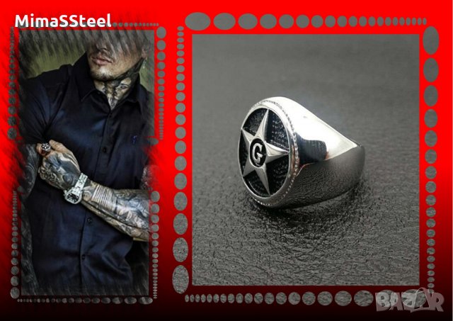 G Star Мъжки стоманен пръстен Stainless Steel 316L , снимка 3 - Пръстени - 27690532