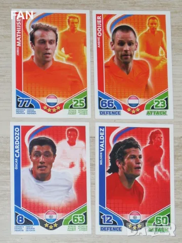 Комплект от 50 бр. футболни карти MATCH ATTAX на TOPPS от Световното първенство по футбол в ЮАР 2010, снимка 6 - Фен артикули - 39392000