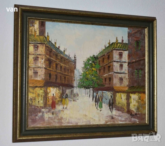 Стара авторска картина масло върху платно 1979 г., снимка 3 - Антикварни и старинни предмети - 54011227