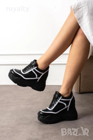 Кецове на платформа - черно с бяло